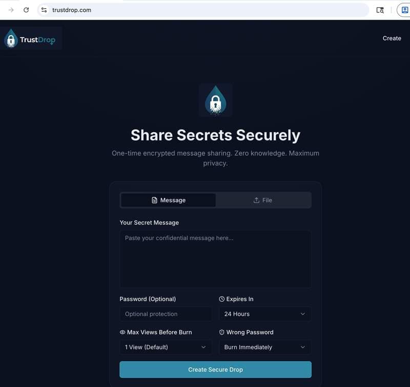 TrustDrop product screenshot