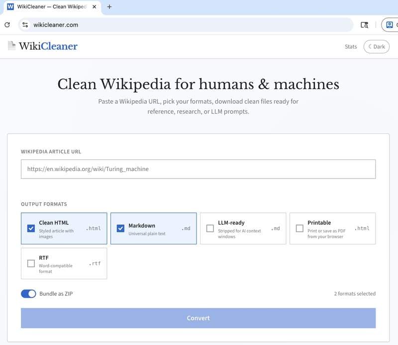 WikiCleaner product screenshot